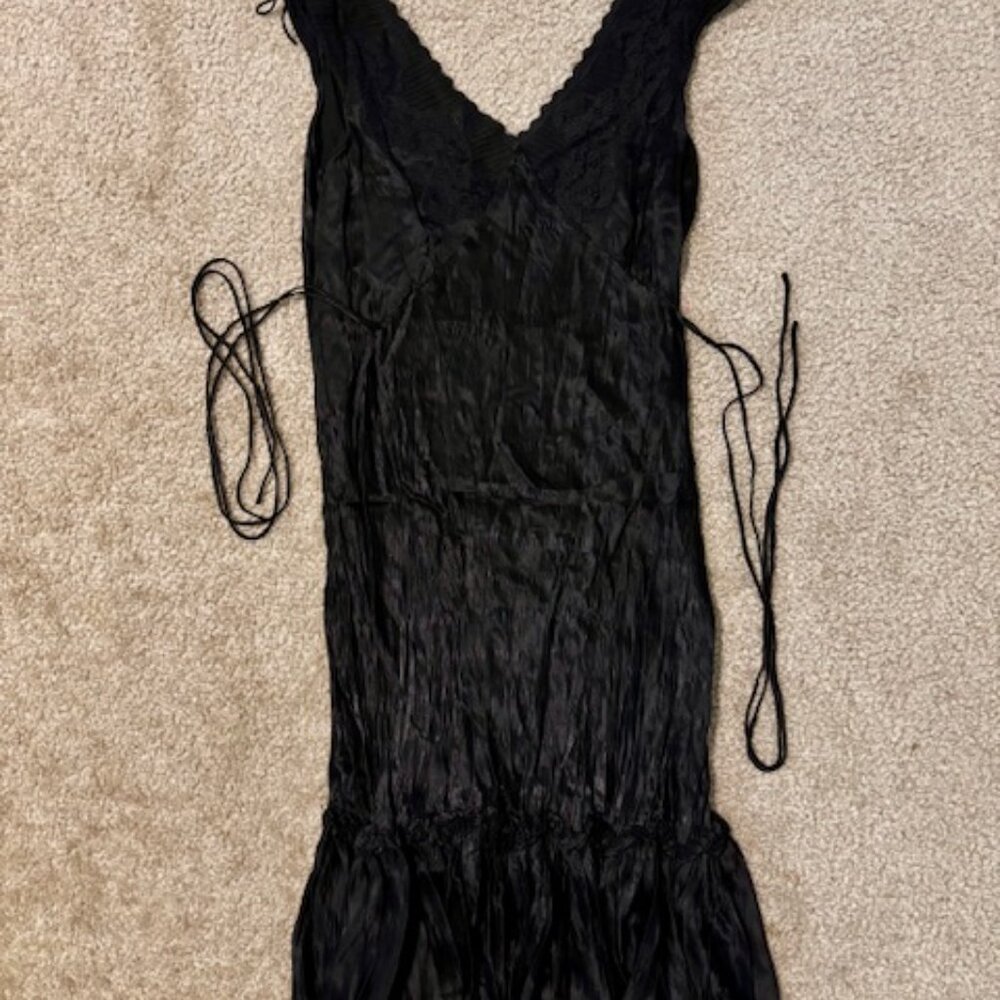 Vintage Betsey Johnson Silk Slip Dress, Black, Y2K, Size Large (8-10) - Picture 4 of 9